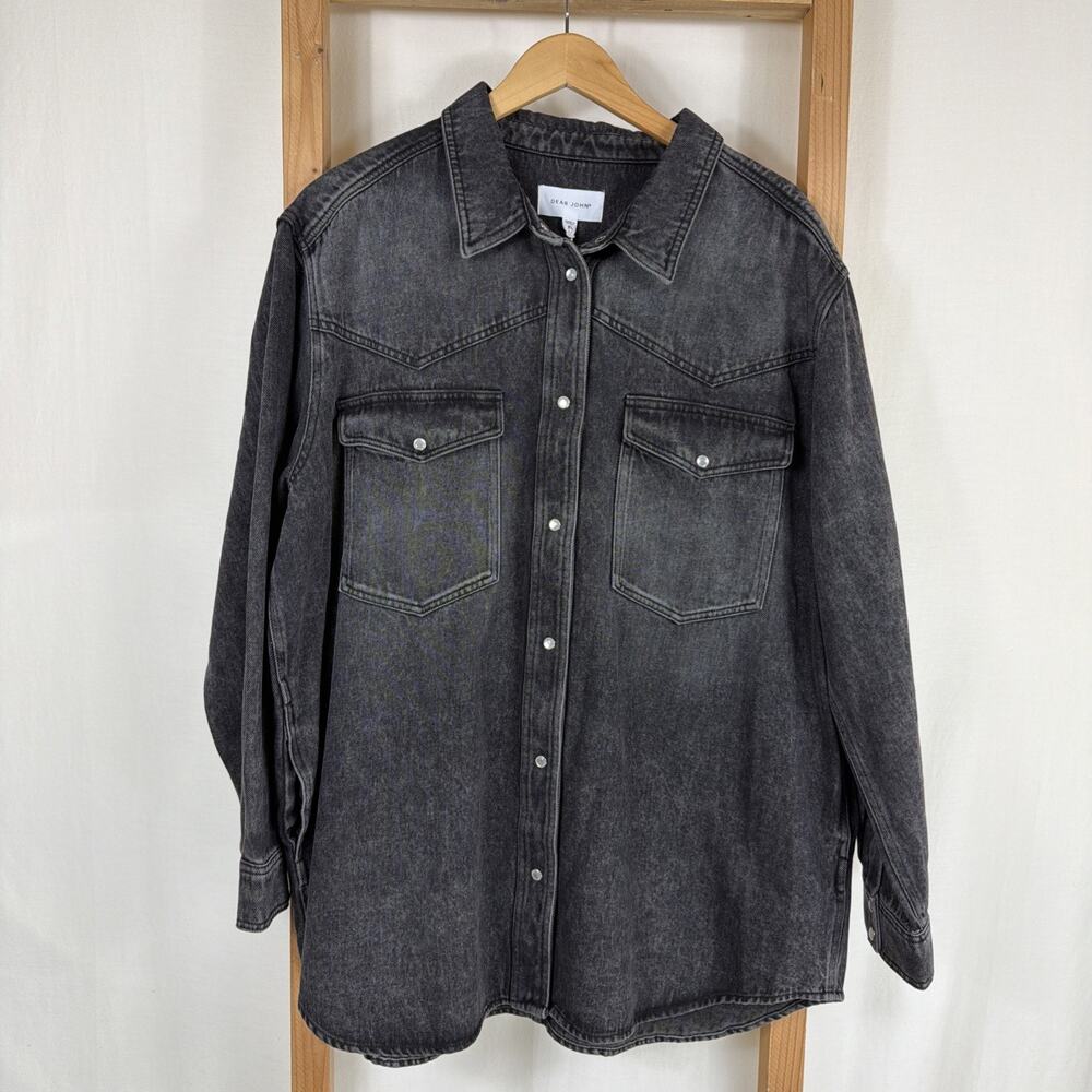 NWT Dear John Washed Black Western Style Snap Up Jacket #1542 XL Shacket Retro